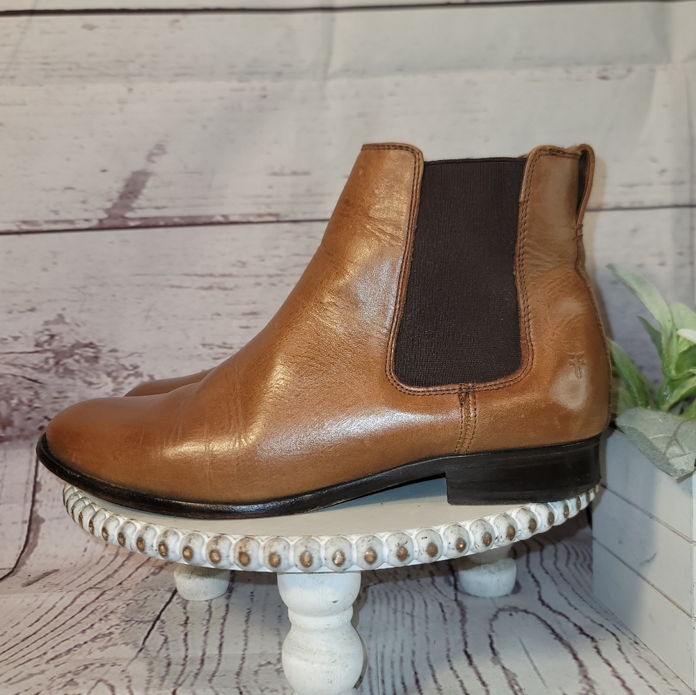 FRYE Melissa Womens Cognac Brown Leather Chelsea Boots Size 9.5B - Picture 7 of 16